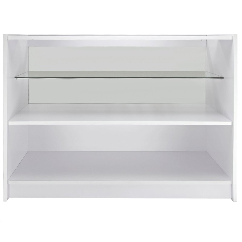 Retail 1/2 Glass Shelf Product Display Shop Counter Showcase Cabinet Unit White - C1200