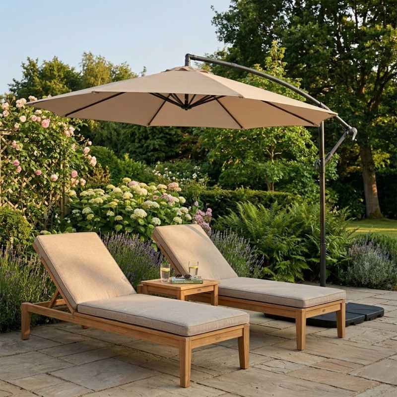 Cantilever Parasol 3m With Square Base - Beige