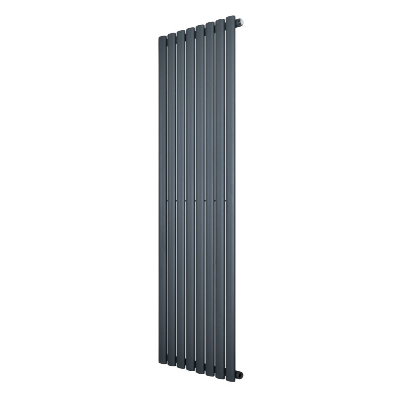 Oval Single Column Radiator - 1600 x 480mm - Anthracite Grey