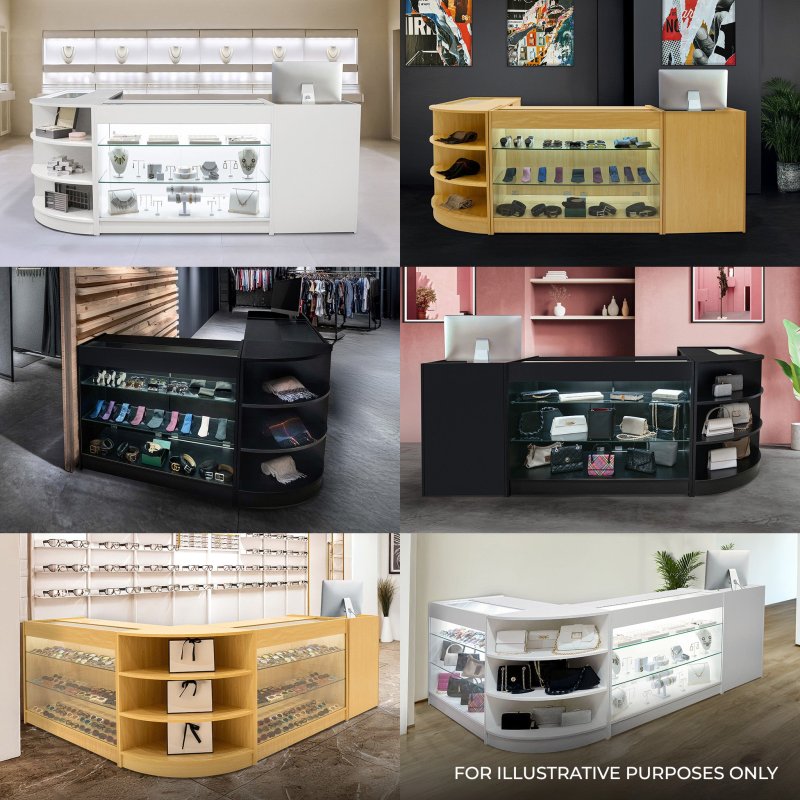 Europa LED Shop Counter Set B900, C900, TB60 & LM60 - White