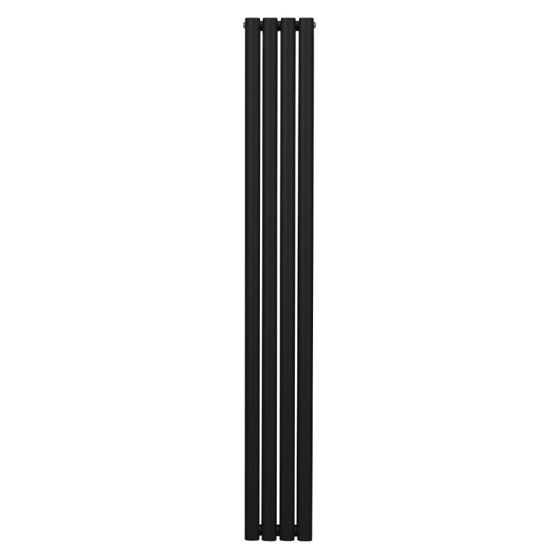Oval Column Radiator 1800mm x 240mm Modern Designer Double Panel Central Heating Heater Matt Black Carbon Steel Vertical Kitchen Living Room Bathroom FREE Cleaning Brush Fixing Kit & Brackets