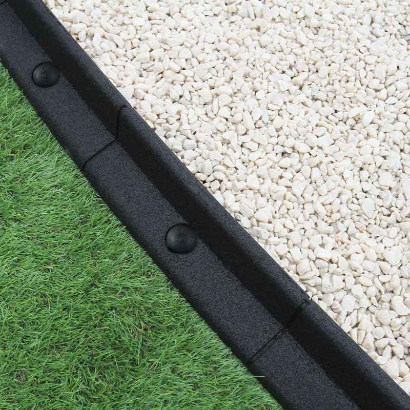 Flexible Lawn Edging Garden Border Grass Pathways Path Edge Vegetable Plot Flowerbed Raised Borders Rubber Artificial Grass Black | Pack of 24 x 1.2m