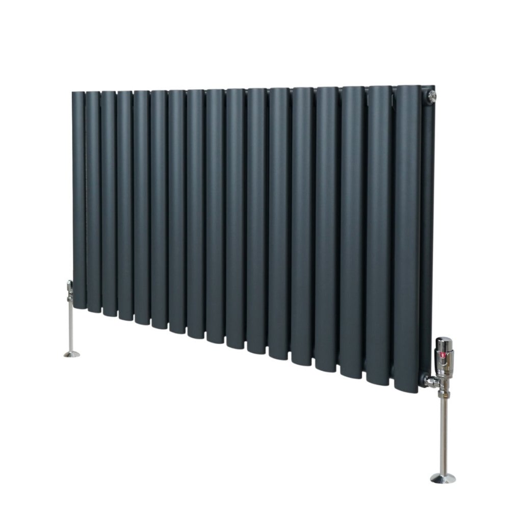 Oval Column Radiator 600mm x 1020mm & TRV Chrome Valves Designer Double ...
