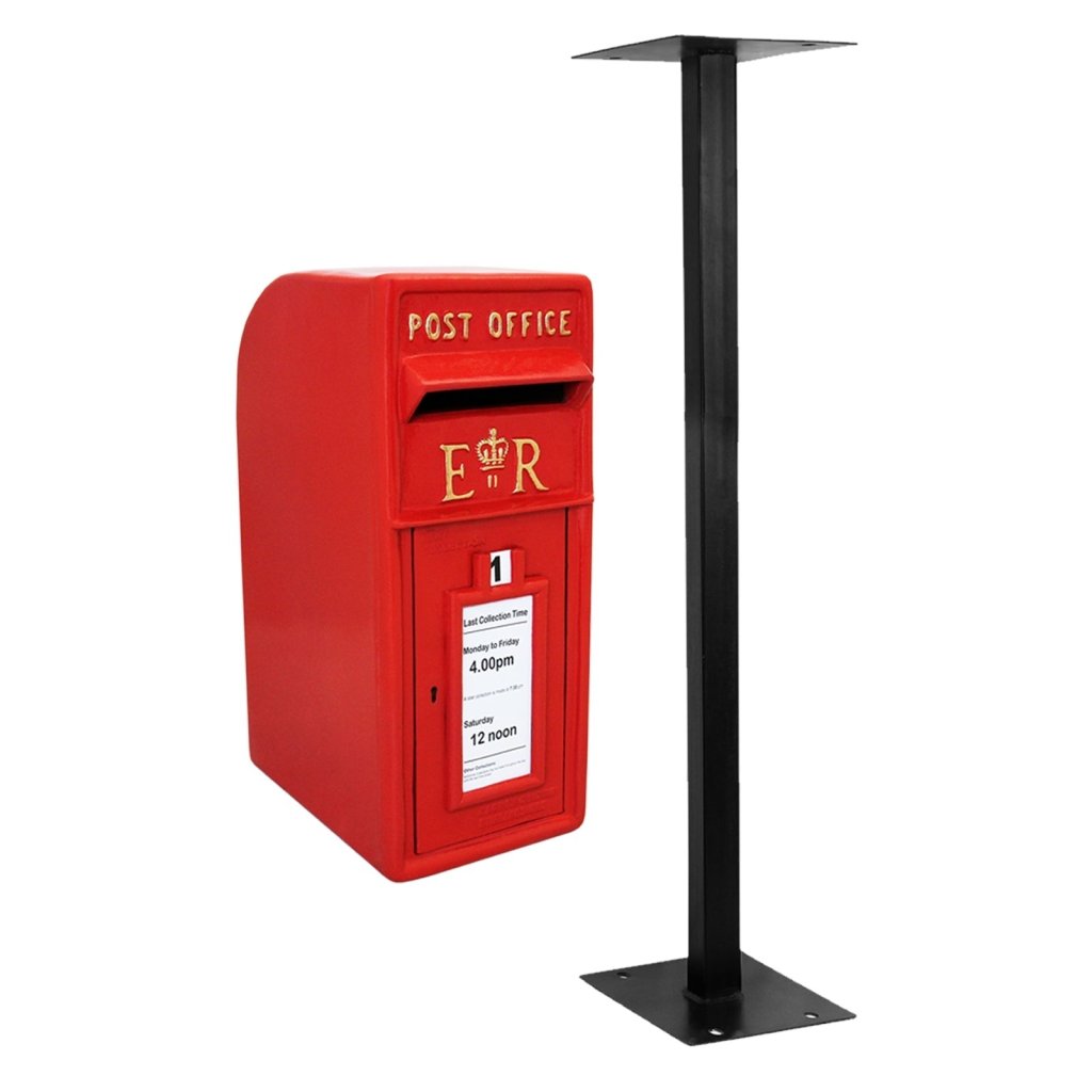 Red Post Box Lock Authentic Royal Mail Red Post Box with Lockable Stand & Iron Finish: Yavolo