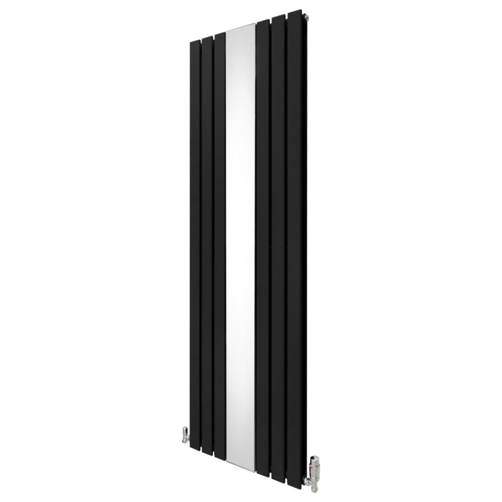 Flat Mount Radiator Flat Panel Radiator With Mirror 1800mm x 565mm & TRV Chrome Valves ...