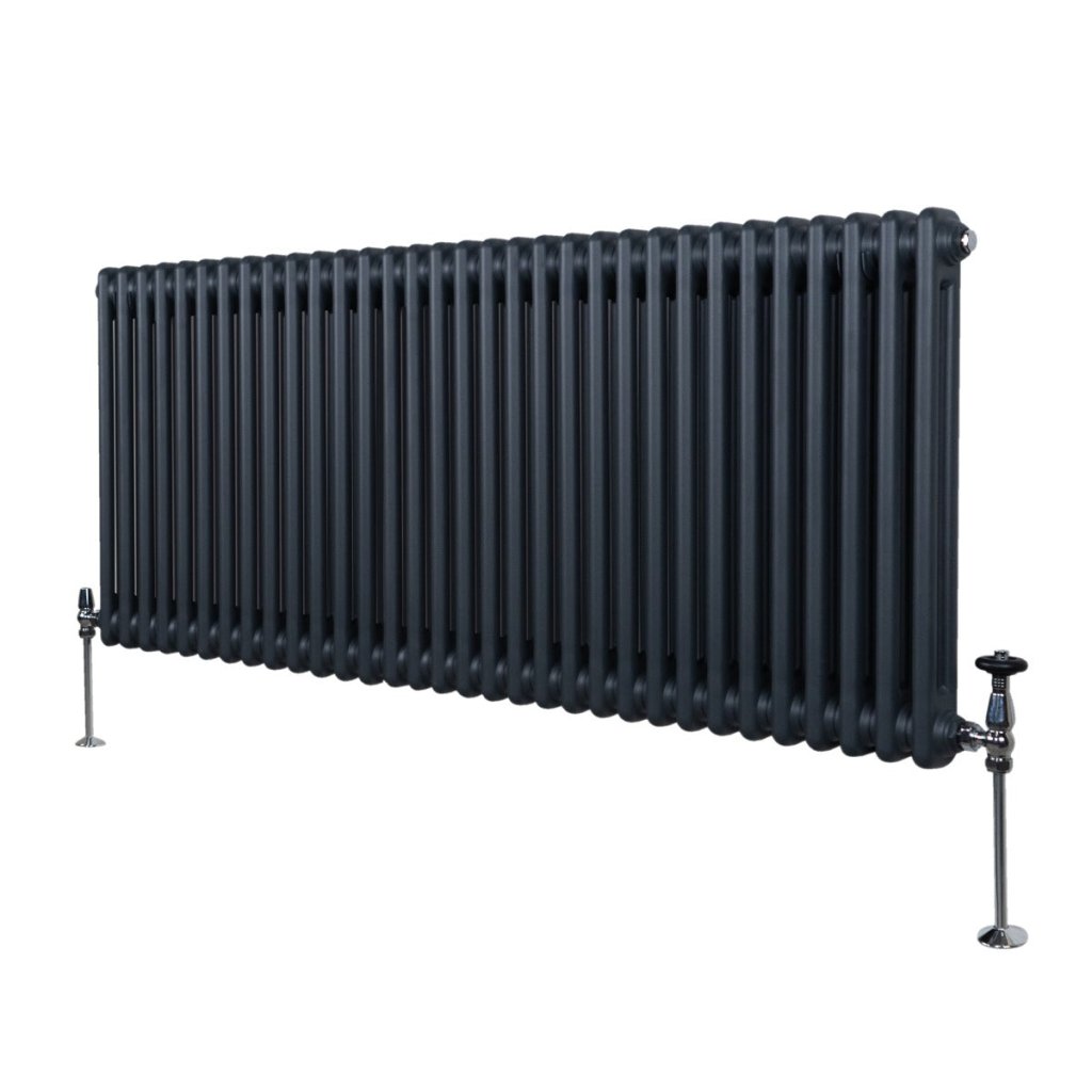 Graphite Radiators Anthracite Grey 2 Column Radiator 600mm x 1462mm - Wall Mounted Carbon ...