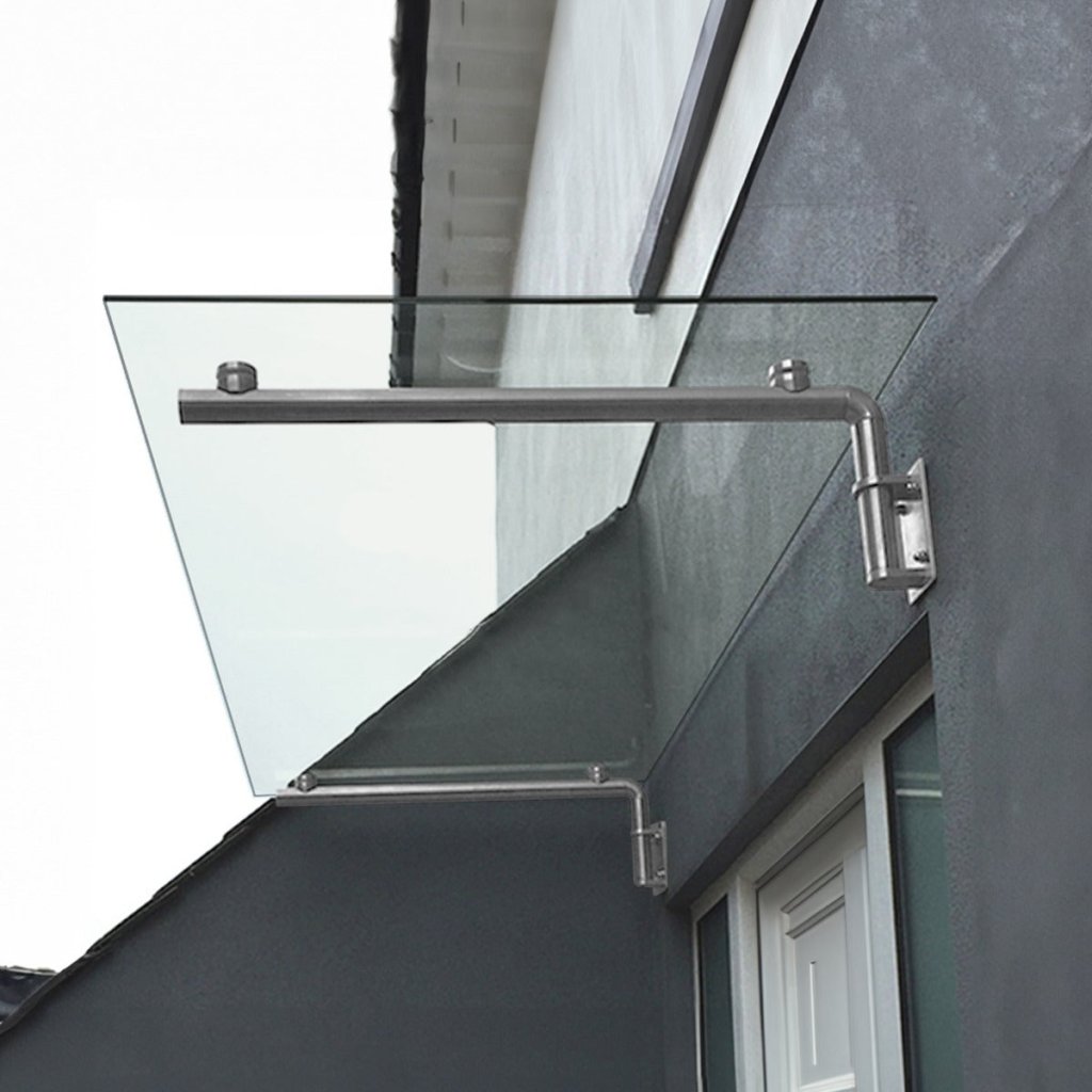 Modern Glass Over Door Canopy with Stainless Steel Brackets: Yavolo