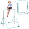 HOMCOM Kids Gymnastic Bar, Foldable Horizontal Bars w/ Adjustable Height, Training Bar w/ Triangle Base - Light Blue