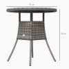 Outsunny 70 cm Outdoor Dining Table, PE Rattan Patio Table with Wood-plastic Composite Top for Balcony, Garden, Grey