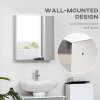 kleankin Bathroom Mirror Cabinet, Stainless Steel Wall-Mounted Bathroom Storage Cabinet with 2 Hinged Doors and Shelves for Laundry Room, 54W x 60Hcm, Silver