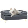 PawHut Dog Sofa Pet Couch Cat Chair with Removable Backrest, Soft Cushion, Washable Cover, for Small and Medium Sized Dogs, Grey
