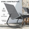 Outsunny Garden Rocking Chair, Ergonomic Outdoor Rocking Chair with Armrests, High Backrest, Steel Frame Relaxing Rocker Armchair Seat for Patio, Balcony, Porch, Grey