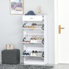 HOMCOM Shoe Cabinet with 3 Flip Drawers, High Gloss Shoe Storage Cabinet with Top Drawer and Adjustable Shelves, Shoe Cupboard for 18 Pairs