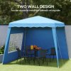 Outsunny 2.4 x 2.4m Pop Up Gazebo Canopy Tent with 2 Sidewalls and Carry Bag, Height Adjustable, UV50+ Party Tent Event Shelter for Garden, Patio, Blue