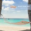 Outsunny Double Cotton Hammock Camping Swing Outdoor Garden Beach Stripe Hanging Bed with Pillow, 188 x 140 cm, 180 KG Capacity, Red