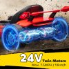 HOMCOM 24V Electric Go Kart for Kids, Ride On Racing Kart with Adjustable Seat, Battery Powered Drifting Ride On Car with Music, Light, Slow Start, Button Start, Horn, for 6-12 Years, Red