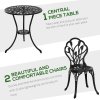 Outsunny 3 Piece Patio Bistro Set, Outdoor Aluminium Garden Table and Chairs with Umbrella Hole for Balcony, Black