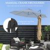 Outsunny 3(m) Cantilever Roma Parasol Adjustable Garden Sun Umbrella with LED Solar Light, Aluminium Frame, Tilt & Crank, UV50+, Cross Base Rotating Outdoor- Khaki