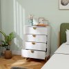 HOMCOM Bedroom Chest of Drawers with Gold Tone Handle, Modern Fluted 4-Drawer Dresser with Metal Legs for Living Room, Hallway, White