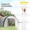 Outsunny 4 x 3(m) Walk-in Polytunnel Greenhouse with Upgraded Structure, Zipped Roll Up Mesh Door, 6 Mesh Windows, Tunnel Warm House Tent with PE Cover, 10 Plant Labels and Gloves, White