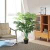 Outsunny 125cm/4FT Artificial Palm Plant Decorative Tree with Nursery Pot, Fake Plastic Indoor Outdoor Home Office D??cor, Green