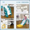 AIYAPLAY Kids Slide, 4 in 1 Toddler Slide with Basketball Hoop, Climber, Telescope, Storage Basket, Indoor Slide for 1-3 Years, Yellow