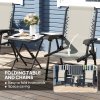 Outsunny 3 Pieces Garden Bistro Set, Folding Table and Chairs Set, Metal Garden Furniture Set with Cup Holders for Outdoor, Patio, Balcony, Dark Grey
