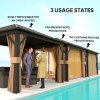 Outsunny 3 x 3.6m Outdoor Hardtop Gazebo Metal Roof Patio Gazebo with Aluminium Frame, Mesh Nettings, Curtains, & Roomy Interior Space, Brown