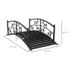 Outsunny 1.2M Metal Garden Bridge with Safety Railings, Arc Footbridge with Vine Pattern, Classic Retro Small Decorative Pond Bridge for Creeks Streams Borders, Black