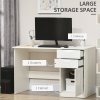 HOMCOM Computer Desk with Drawers, High Gloss Home Office Desk with Storage Cabinet, Study Workstation, 120 x 60cm