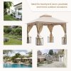 Outsunny 3 x 3m Garden Gazebo Patio Party Tent Shelter Outdoor Canopy Double Tier Sun Shade with Metal Frame and Netting, Beige