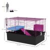 PawHut Guinea Pig Cage Chinchillas Rabbit Small Animal Cage with Ramp, Dish, Water Bottle, 71 x 46 x 47cm, Black