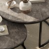 HOMCOM Round Nesting Coffee Table Set of 2, Large Stacking End Side Table with Steel Frame for Living Room, Bedroom, Home Office, 78.5 x 78.5 x 46.5 cm, Marble Dark Grey