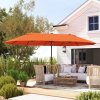 Outsunny 4.6m Large Garden Parasol Double-Sided Sun Umbrella Patio Market Canopy Shade Outdoor Orange - NO BASE