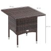 Outsunny Rattan Side Table, Outdoor Coffee Table with Plastic Board Under the Full Woven Table Top for Patio, Garden, Balcony, Mixed Brown