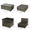 Outsunny 5 Piece Rattan Garden Furniture Set, Outdoor Corner Sofa with 67 cm Wide & Deep Seat, Sectional Outdoor Furniture Conversation Set with Cushions, Glass Top Coffee Table for Patio, Mixed Grey