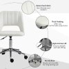 Vinsetto Mid Back Office Chair, Velvet Fabric Swivel Scallop Shape Computer Desk Chair for Home Study Bedroom, Cream White
