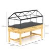 Outsunny Raised Garden Bed with Cold Frame Greenhouse, Elevated Wood Planter Box with Polycarbonate Panel and Top Vent for Vegetables, Flowers, Herbs, 120 x 60 x 103cm, Natural