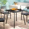 Outsunny Garden Dining Table for 4 Person, Square Outdoor Table with Easy Clean Slat Top, Rust Resistant Steel Frame, for Terrace, Balcony, 80 x 80 x 74 cm, Black