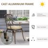 Outsunny 3 Piece Cast Aluminium Garden Bistro Set for 2, Outdoor Coffee Table Set Rust Resistant with Parasol Hole, Cushions, Patio Table and Chairs for Garden, Balcony, Bronze Tone