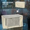 Outsunny Propane Gas Fire Pit Table for Garden, 50000 BTU Smokeless Firepit Outdoor Patio Heater with Waterproof Cover, Glass Screen, Glass Beads and Lid, Wood Effect, 109 x 56 x 63cm, Grey