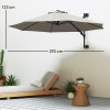 Outsunny 3 M Wall Mounted Garden Parasol Umbrella with Rotate, Outdoor Market Umbrella Sun Shade Canopy with 8 Ribs, Light Grey