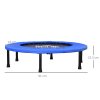 HOMCOM 91 Mini Fitness Trampoline Home Gym Yoga Exercise Rebounder Indoor Outdoor Jumper with Safety Pad, Support Up to 100 KG, Blue and Black