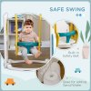 AIYAPLAY Toddler Swing and Slide Set, 6-in-1 Baby Climber and Swing Set, Kids Playground with Basketball Hoop, Telescope, Storage Space - Yellow