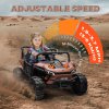 AIYAPLAY Kids Ride on Car, 12V Battery Powered Electric Truck with Remote Control, 4 Suspension Wheels, Horn, Lights, Music, USB, for Ages 3-5 Years, Brown