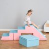 HOMCOM Soft Play Set, 2 Piece Baby Foam Blocks Climb and Crawl Activity Toys, Toddler Soft Play Equipment for 1-3 Years, Pink Blue