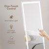 HOMCOM Full Length Mirror with LED Lights, 150x40cm Floor Mirror, Free Standing, Wall Mounted or Leaning, Full Size Body Mirror with Dimmable and 3 Colour Lighting for Bedroom, 32W, White