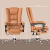 Vinsetto High Back Vibration Massage Office Chair, Heated Reclining PU Leather Computer Chair with 135° Reclining Back and Footrest, Light Brown