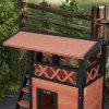 PawHut Outdoor Cat House Kitten Shelter Puppy Kennel with Balcony Stairs Asphalt Roof, 77 x 50 x 73 cm, Brown