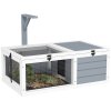 PawHut Tortoise House, Wooden Tortoise Enclosure, Tortoise Habitat with Lamp Holder, 2 Pull-Out Trays, Hideaway, Run, for Indoor, Outdoor, Light Grey